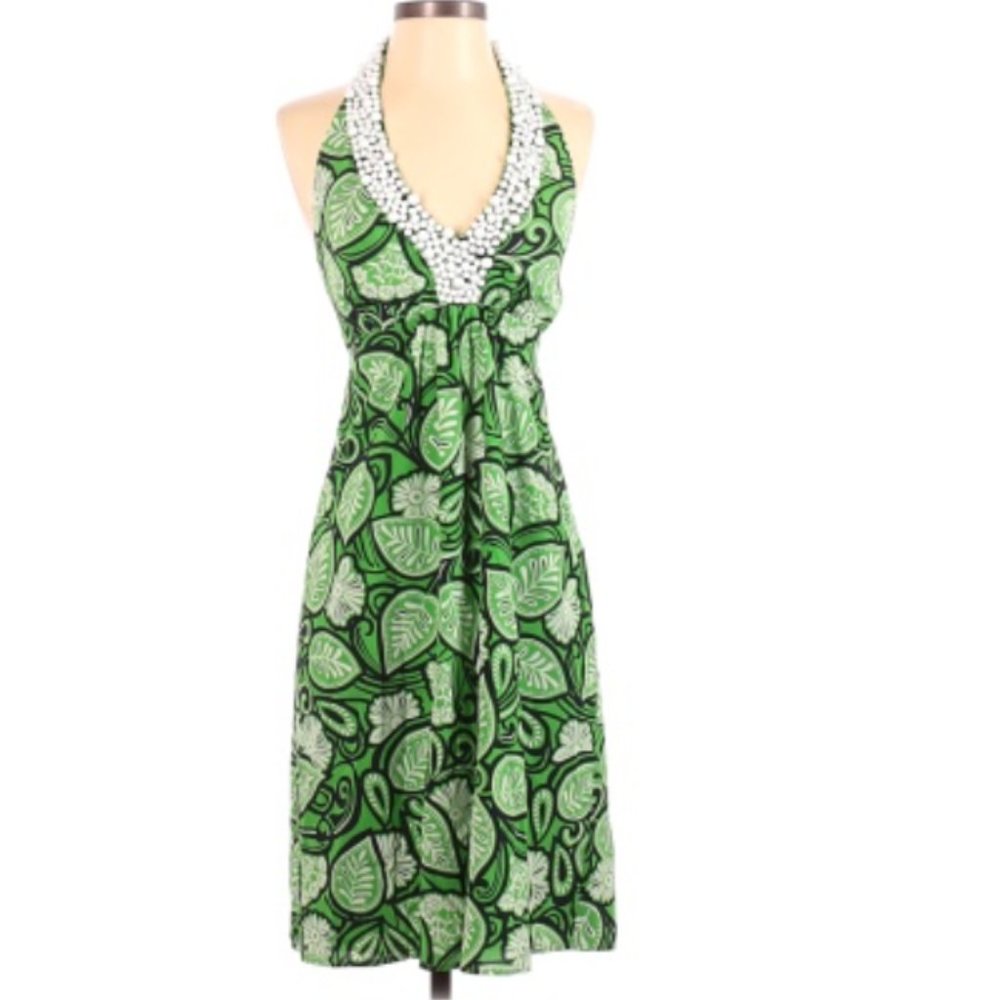 Beth Bowley Beaded Halter SILK Dress